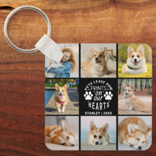 8 Photo Collage Pet Memorial Remembrance Key Ring