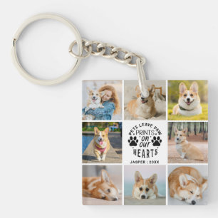 8 Photo Collage Pet Memorial Remembrance Key Ring