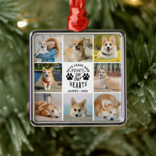8 Photo Collage Pet Memorial Remembrance Metal Ornament