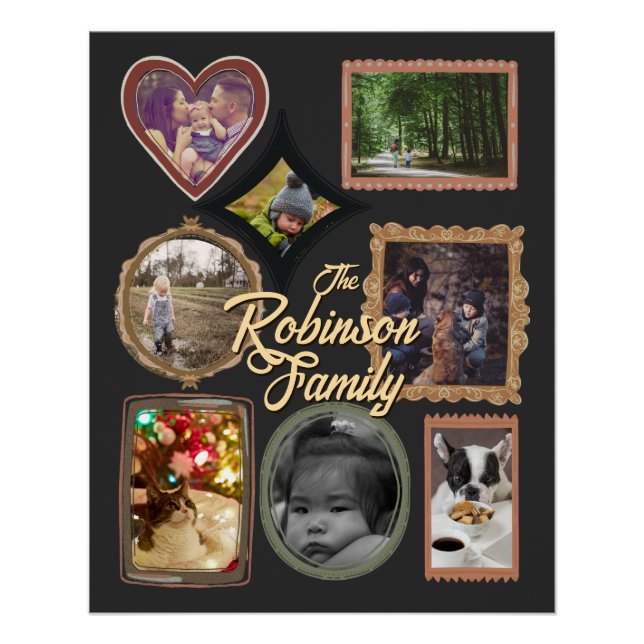 8 Photo Collage Retro Family Frames CUSTOM Poster (Front)