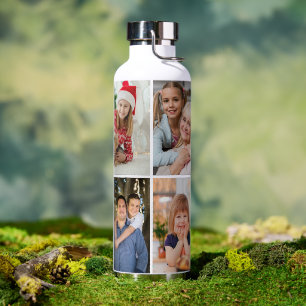 8 Photo Collage Simple Elegant Picture Water Bottle