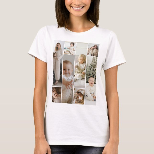 8 Photo collage template personalised T-Shirt (Front)