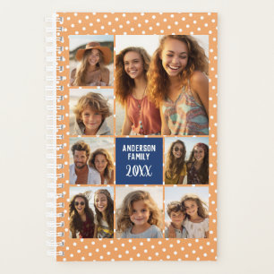 8 Photo Collage with cute polka dots - navy orange Planner