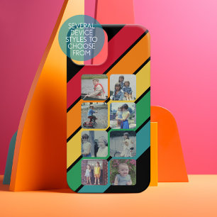 8 photo collage with retro 70s inspired stripes