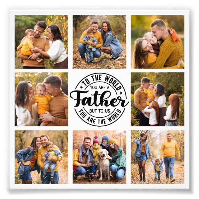 8 Photo Collage World's Best Dad Photo Enlargement Print (Front)