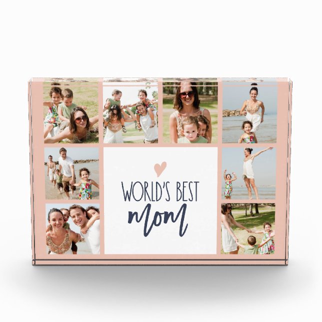 8 Photo Collage World's Best Mum Photo Block (Front)