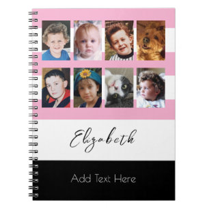 8 photo custom name pink notebook