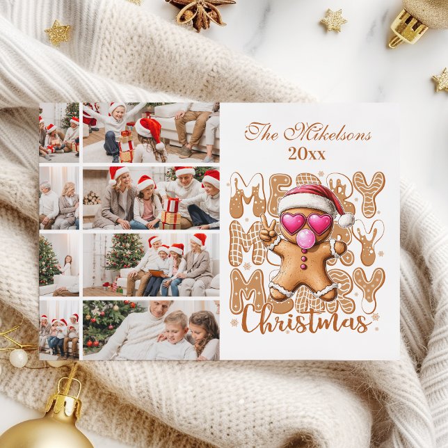 8 Photo Cute Gingerbread  Christmas  Holiday Card (Creator Uploaded)