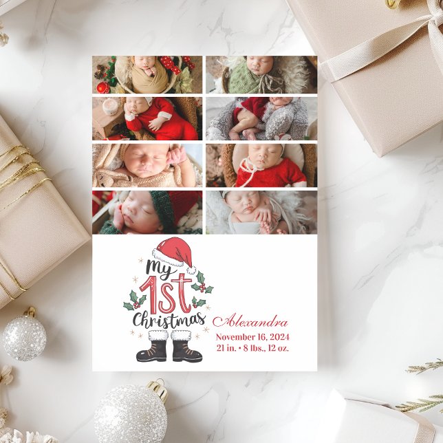 8 Photo Cute Santa Baby 1st Christmas Holiday Card (Creator Uploaded)