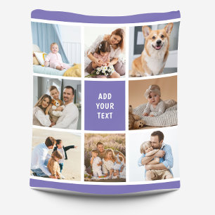 8 Photo Family Collage Purple Custom Fleece Blanket