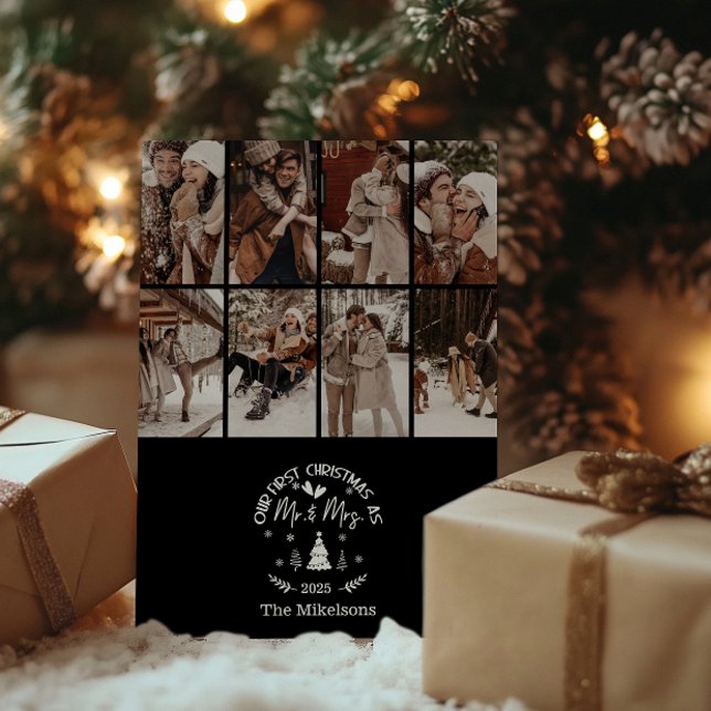 8 Photo First Christmas as Mr. & Mrs Holiday Card (Creator Uploaded)