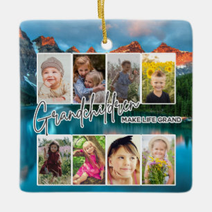 8 Photo "Grandchildren Make Life Grand" Ceramic Ornament