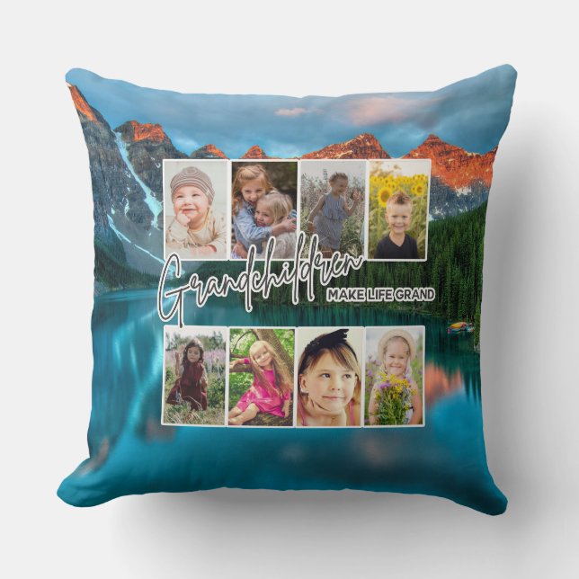 8 Photo "Grandchildren Make Life Grand" Cushion (Front)