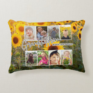 8 Photo "Grandchildren Make Life Grand" Decorative Cushion