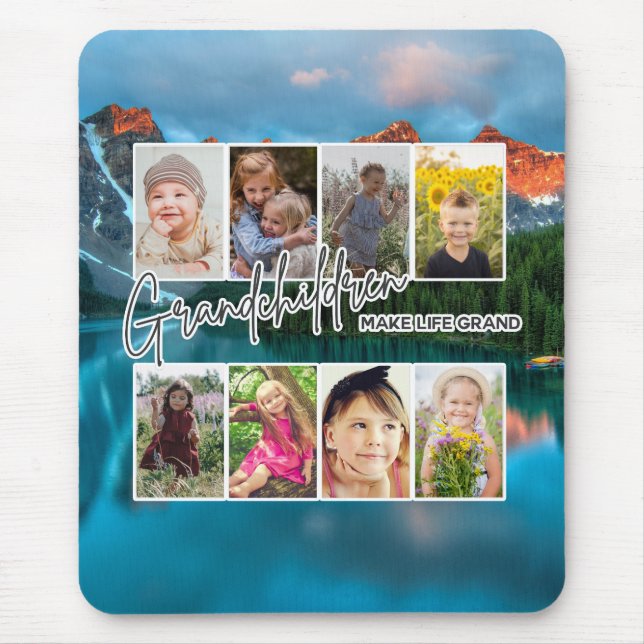8 Photo "Grandchildren Make Life Grand" Mouse Pad (Front)