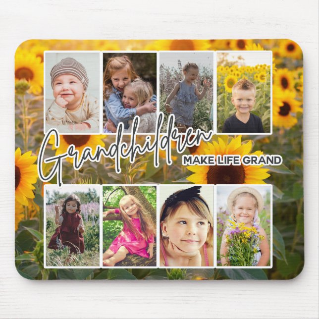 8 Photo "Grandparents Make Life Grand" Mouse Pad (Front)