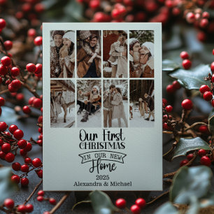 8 Photo Minimalist Christmas First Home Holiday Card