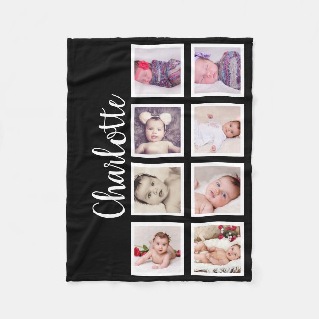 8 Photo Personalised Custom Fleece Blanket (Front)