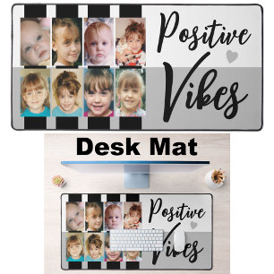 8 photo positive vibes stripes black grey desk mat