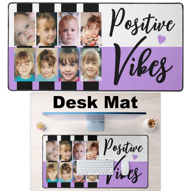 8 photo positive vibes stripes black purple desk mat (Creator Uploaded)