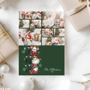 8 Photo Retro Santa & Friends Christmas Holiday Card