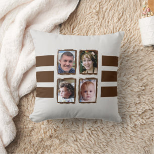 8 photo stripes brown double sided cushion