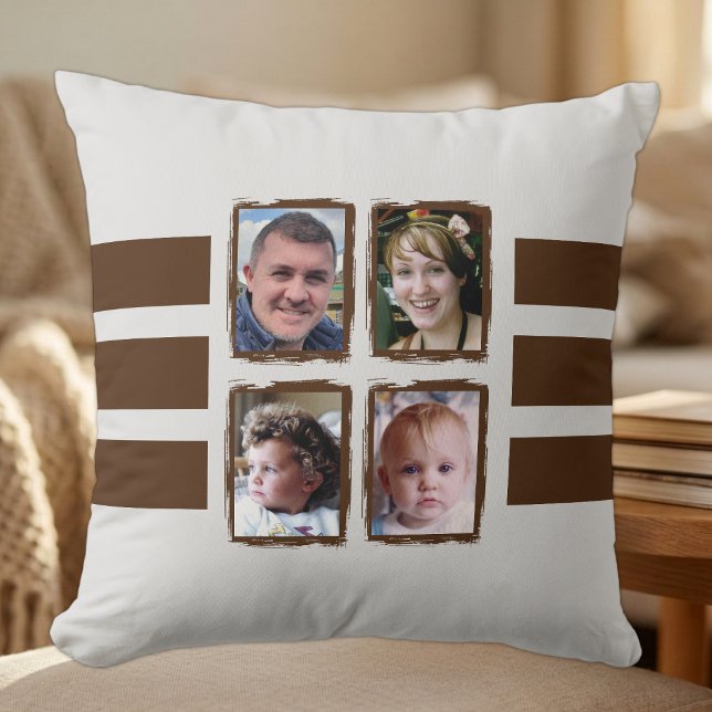 8 photo stripes brown double sided cushion (Creator Uploaded)