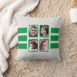 8 photo stripes green double sided cushion
