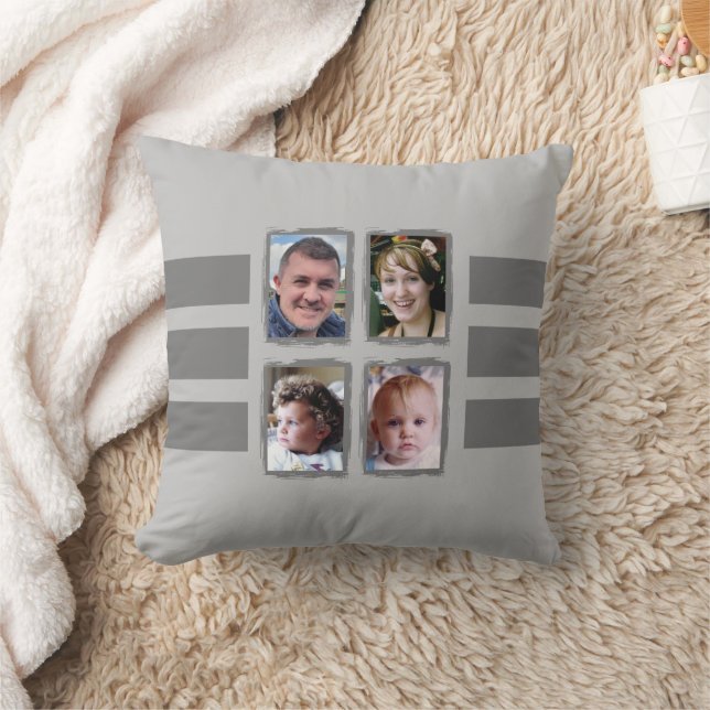 8 photo stripes grey double sided cushion (Blanket)