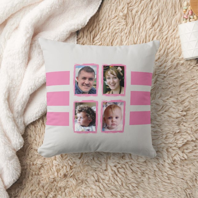 8 photo stripes pink double sided cushion (Blanket)