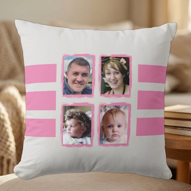 8 photo stripes pink double sided cushion (Creator Uploaded)