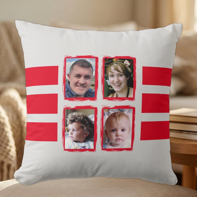 8 photo stripes red double sided cushion (Creator Uploaded)