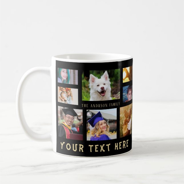 8 Photo Template Collage with Custom Text Mug (Left)