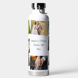 8 Photo Wedding Template Personalise Text Hot Cold Water Bottle