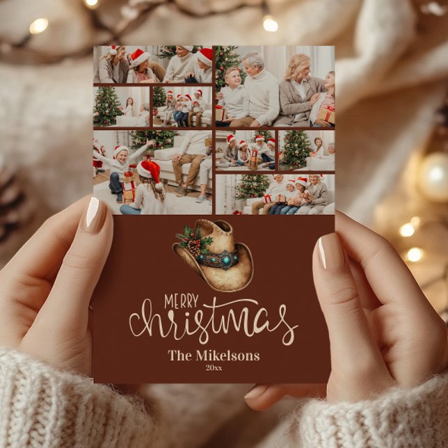 8 Photo  Western Cowboy Hat Christmas Holiday Card (Creator Uploaded)