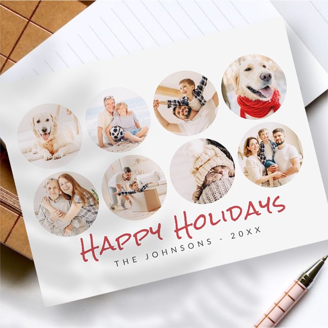 8 Photos Modern Family & Pet Memories Holiday Postcard (Creator Uploaded)