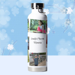 8 Photos Personalise Text Favourite Family Memorie Water Bottle