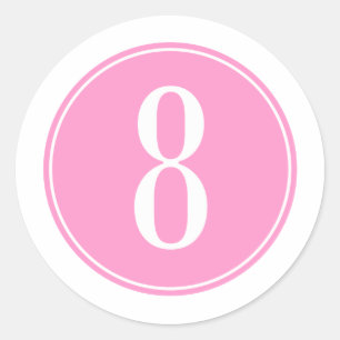 #8 Pink Circle Classic Round Sticker