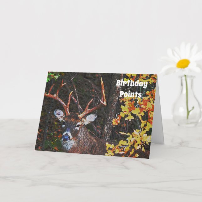 8 Point Buck Deer Birthday Card (Small Plant)