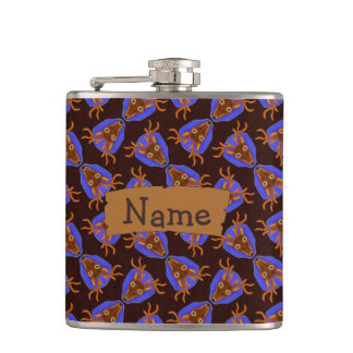 8-Point Buck Deer Hunting Trophy on Wood Grain Hip Flask