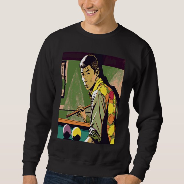 8 Pool Billiard Fans Retro Pop Style Billiards Sweatshirt (Front)