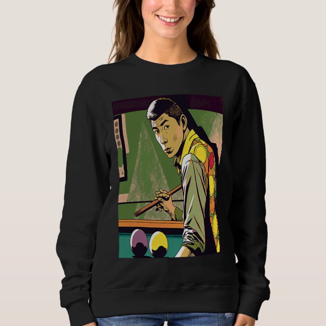 8 Pool Billiard Fans Retro Pop Style Billiards Sweatshirt (Front)