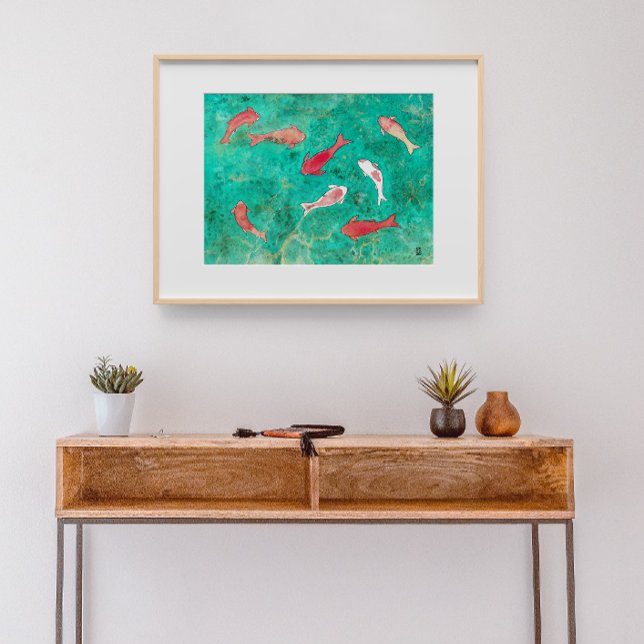 8 Red and Gold Koi Fish Watercolor  Poster (Creator Uploaded)