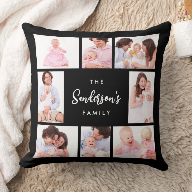 8 Sections Family Photo in Black Frame Cushion (Blanket)