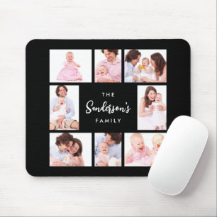 8 Sections Family Photo in Black Frame Mouse Pad