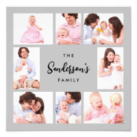 8 Sections Family Photo in Gray Frame