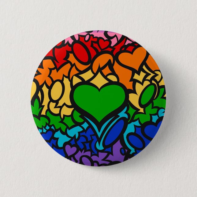 8-Sripe Rainbow Pride Squiggle 6 Cm Round Badge (Front)