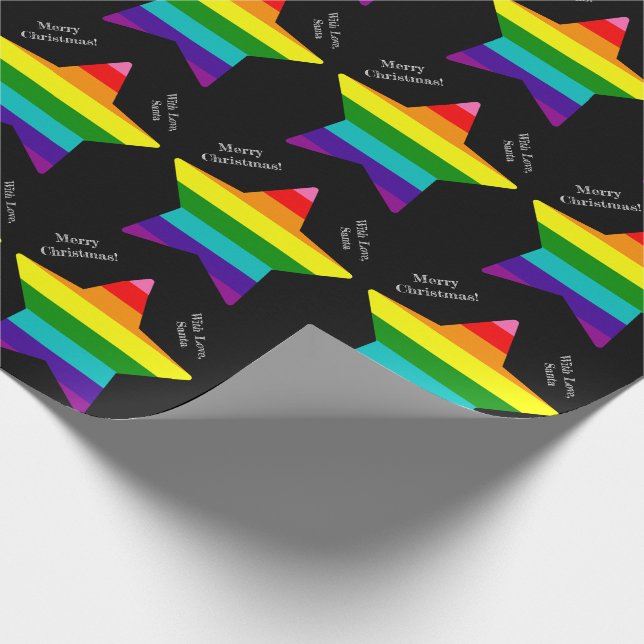 8 Stripes LGBT Pride Flag Stars LGBTQ Christmas Wr Wrapping Paper (Corner)