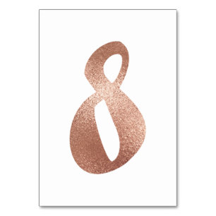 8 Table Number White Metallic Pink Rose Gold Table Number