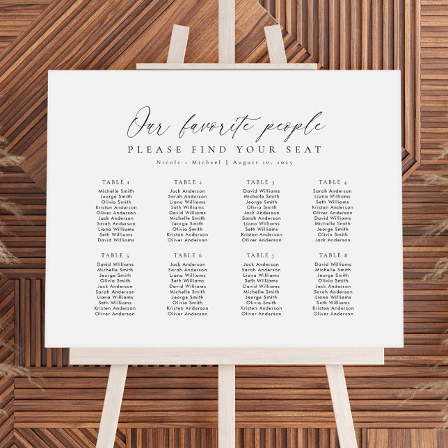 8 Tables Our Favourite People Seating Chart Plan (Creator Uploaded)